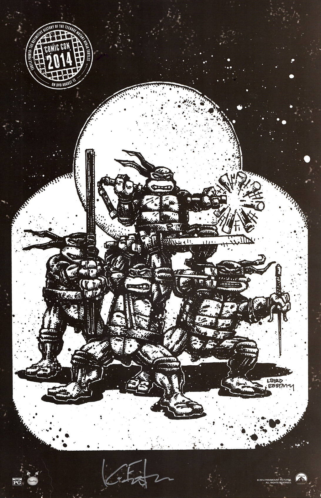 2014 Turtle Power DVD Release Poster Signed by Kevin Eastman