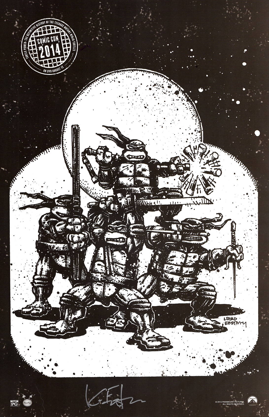 2014 Turtle Power DVD Release Poster Signed by Kevin Eastman