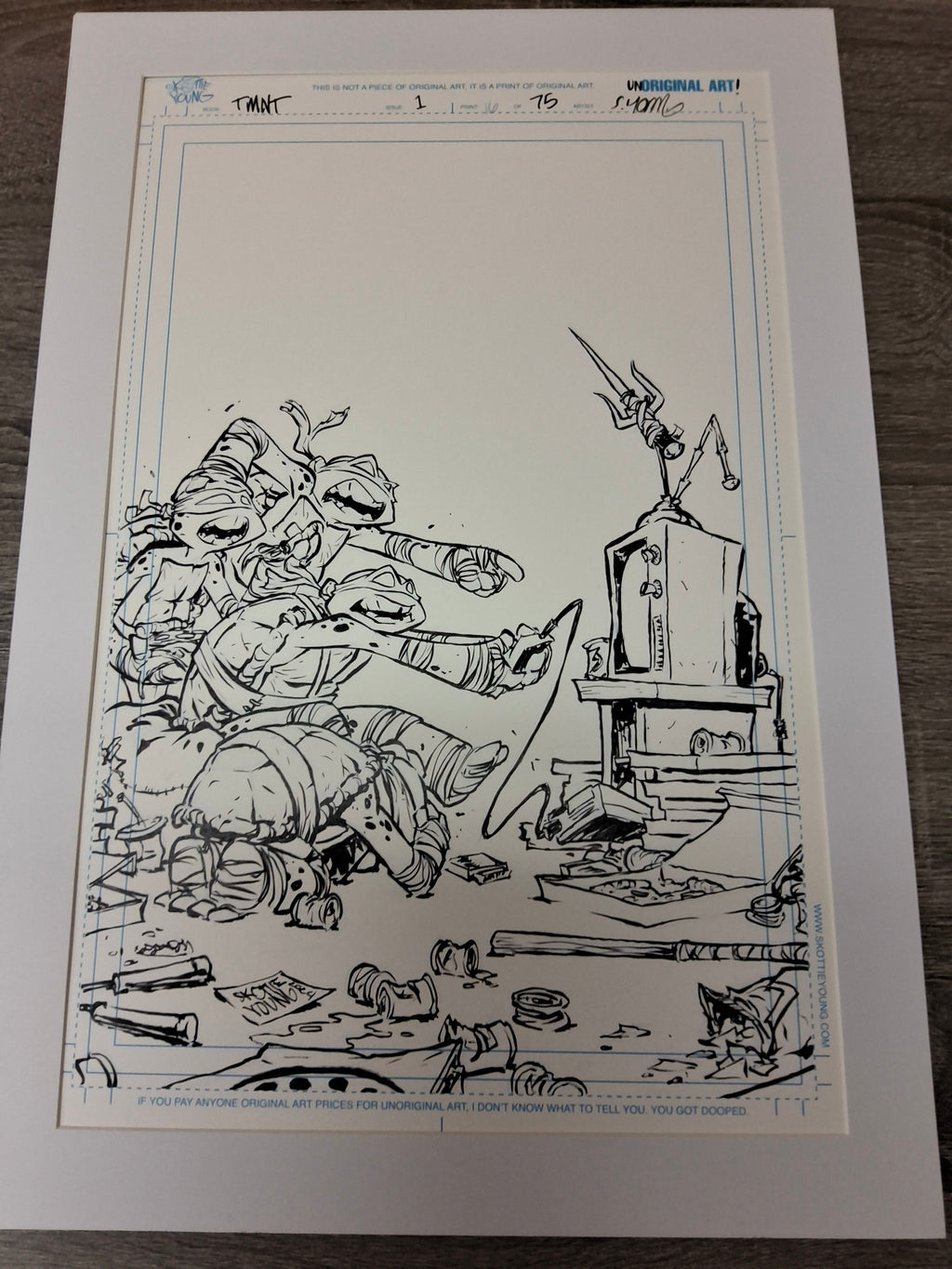 UnORIGINAL ART! Teenage Mutant Ninja Turtles #1 Signed by Skottie Young and Numbered #16/75