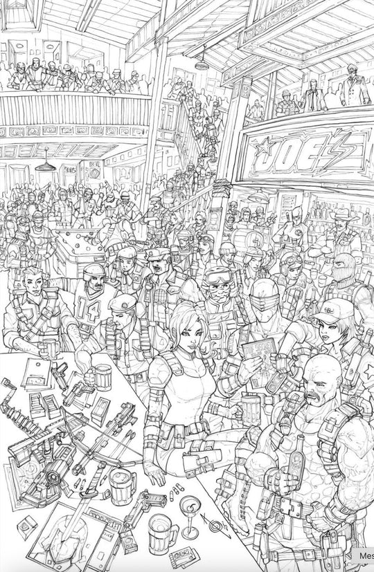 GI Joe Real American Hero #321 Alan Quah 616 Comics Joes Bar Virgin B&W Inks Variant B - Limited to 750