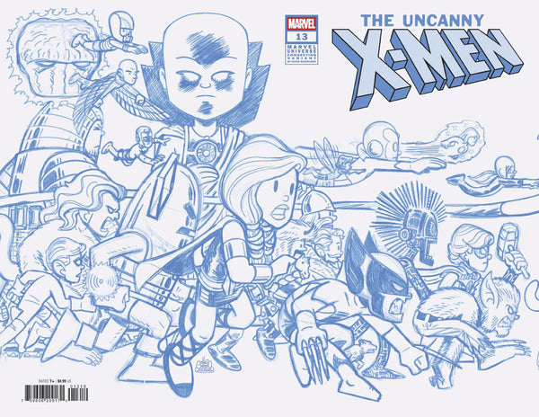 UNCANNY X-MEN #13 CHRIS GIARRUSSO MARVEL UNIVERSE CONNECTING BLUE LINE SKETCH VARIANT 1:50