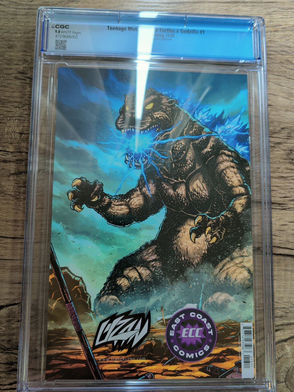 TMNT x Godzilla #1 ECC Franck Uzan Wrap-Around Connecting Cover Set (Left & Right) CGC 9.8 - IDW Publishing