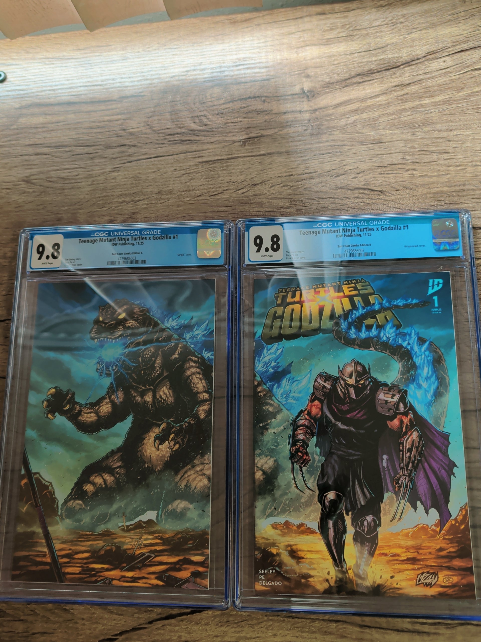 TMNT x Godzilla #1 ECC Franck Uzan Wrap-Around Connecting Cover Set (Left & Right) CGC 9.8 - IDW Publishing