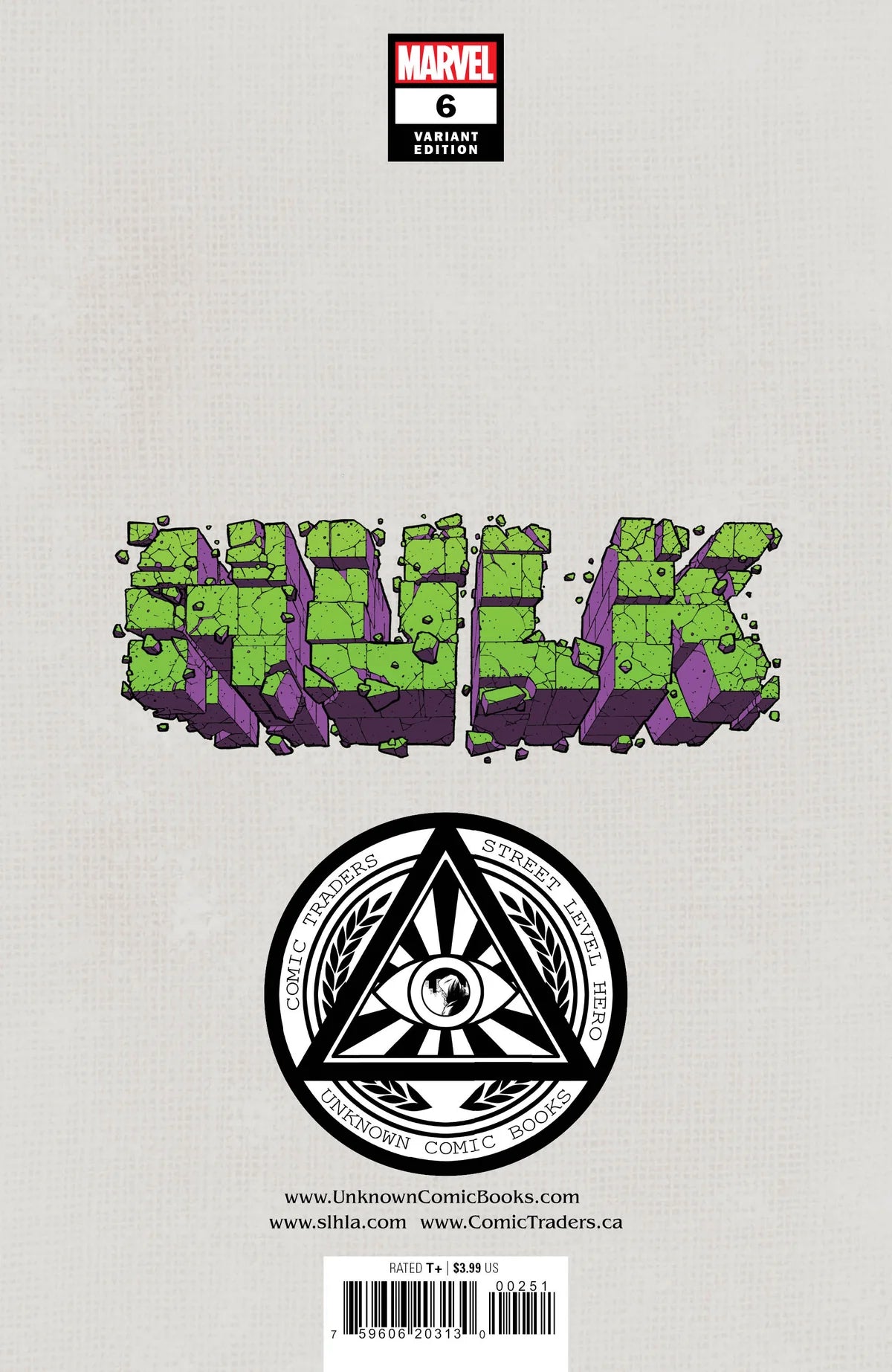 Hulk #6 Unknown Comics Will Sliney Exclusive Trade - Marvel Comics