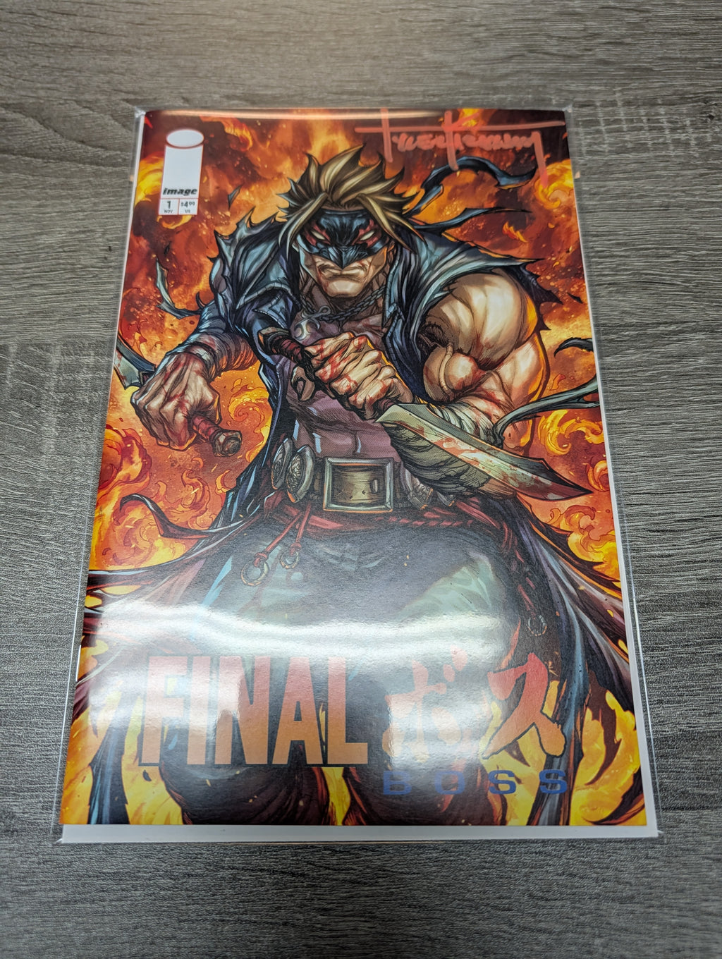 FINAL BOSS #1 Tyler Kirkham Comic Spot Exclusive Tyler Kirkham Full Signature