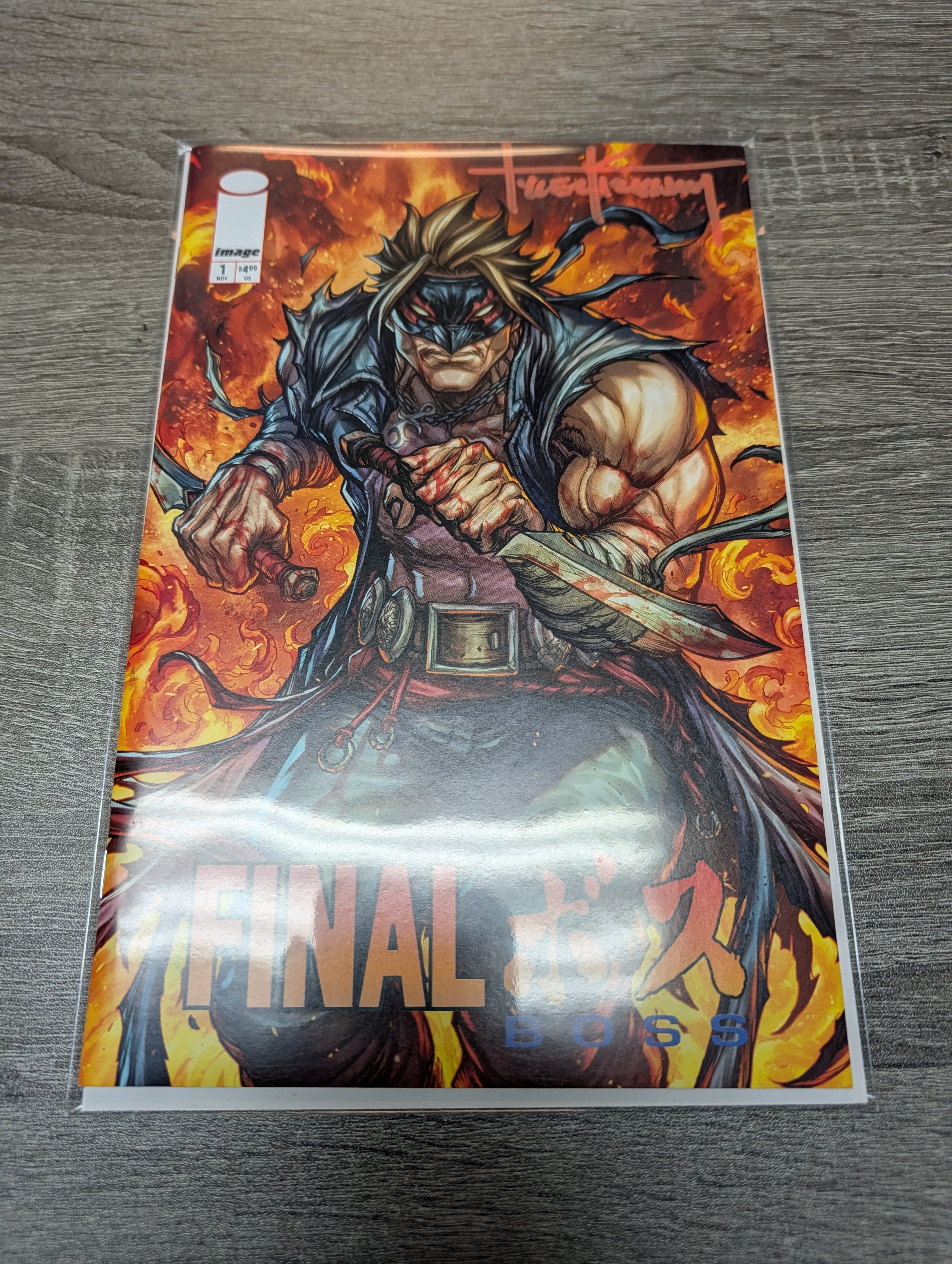 FINAL BOSS #1 Tyler Kirkham Comic Spot Exclusive Tyler Kirkham Full Signature