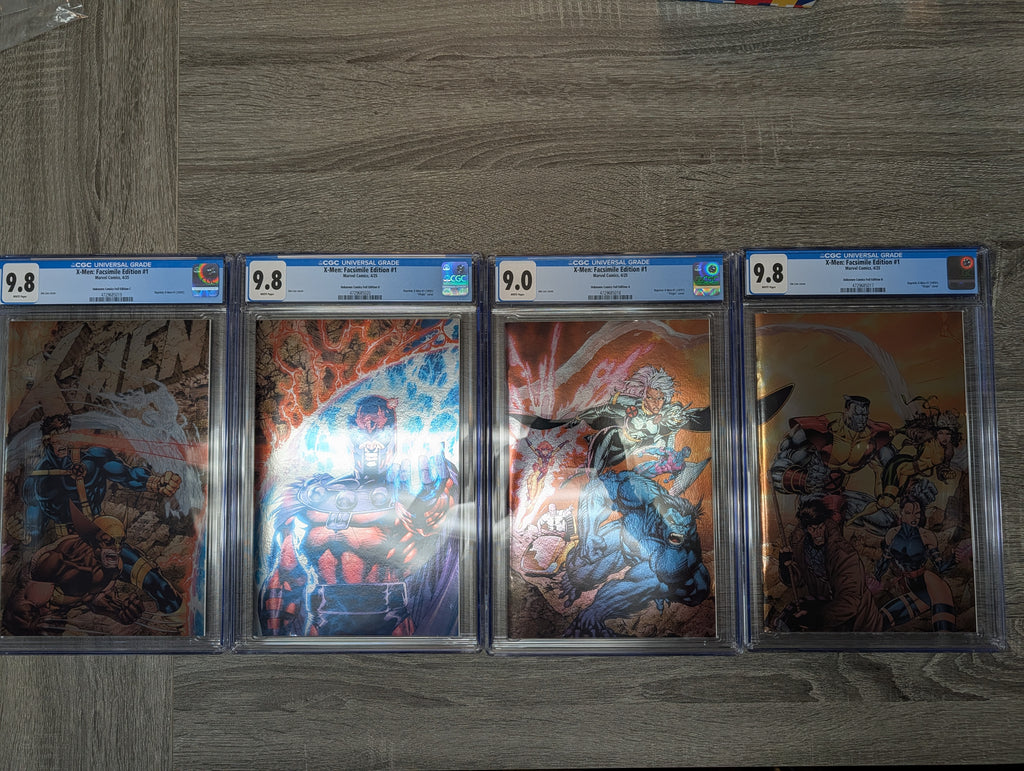4 PACK Limited Edition! FOIL X-Men 1991 #1 Facsimile Edition Unknown Comics Jim Lee Exclusive Connecting Cover PREMIUM Variant CGC Graded