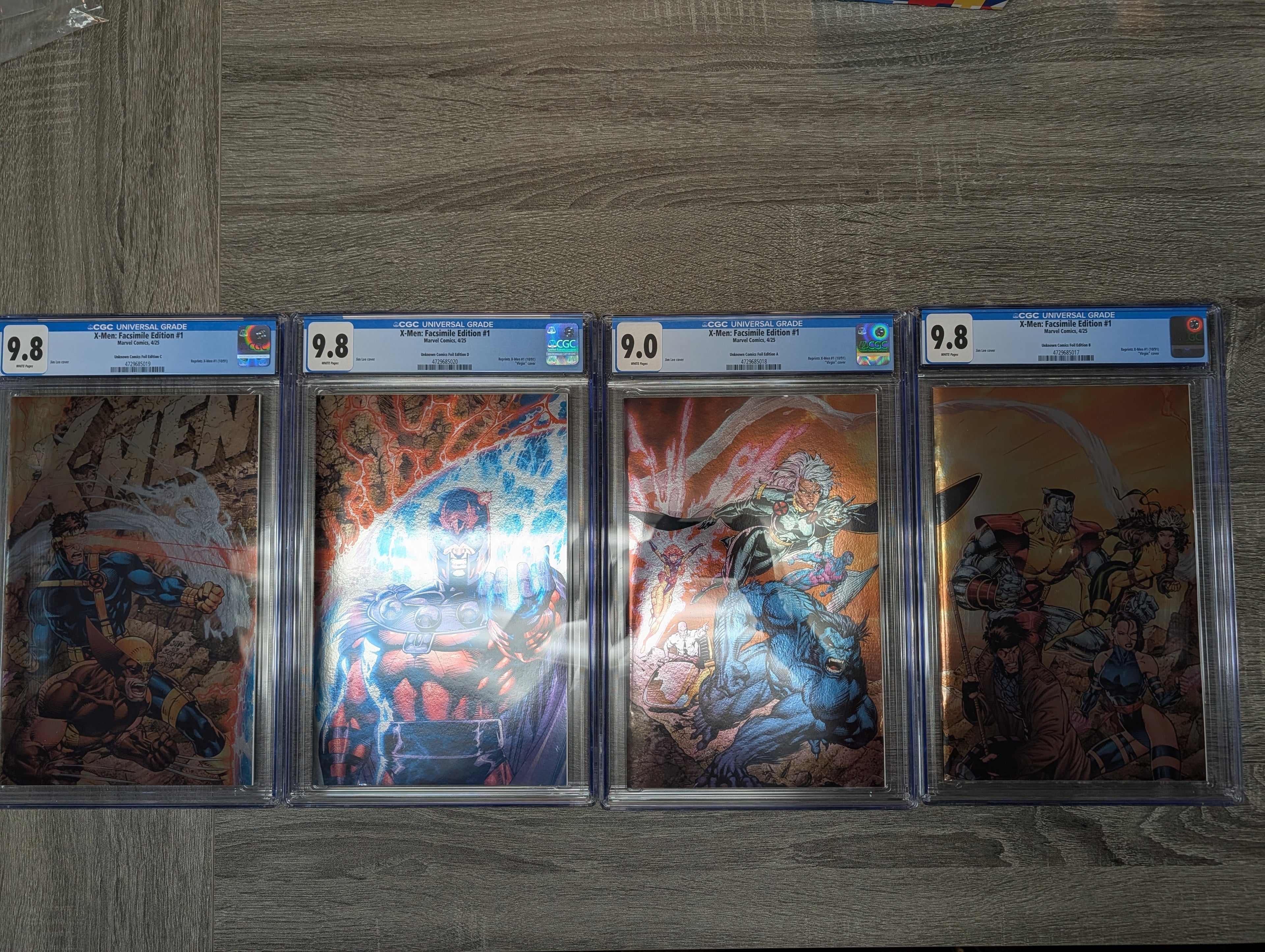 4 PACK Limited Edition! FOIL X-Men 1991 #1 Facsimile Edition Unknown Comics Jim Lee Exclusive Connecting Cover PREMIUM Variant CGC Graded