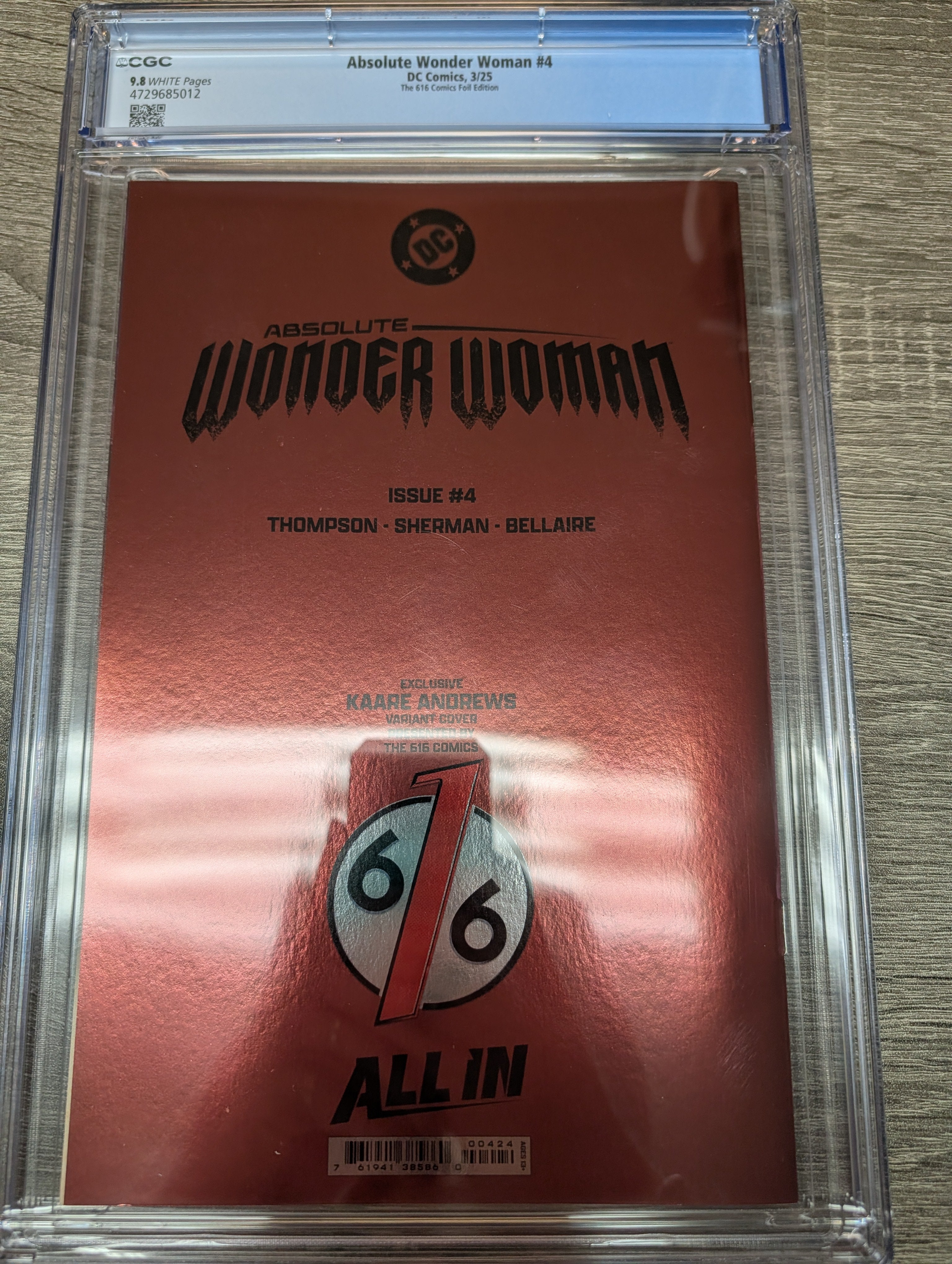 Absolute Wonder Woman #4 Kaare Andrews 616 Comics Foil Virgin Variant Ltd 1000 CGC Graded 9.8 - DC Comics