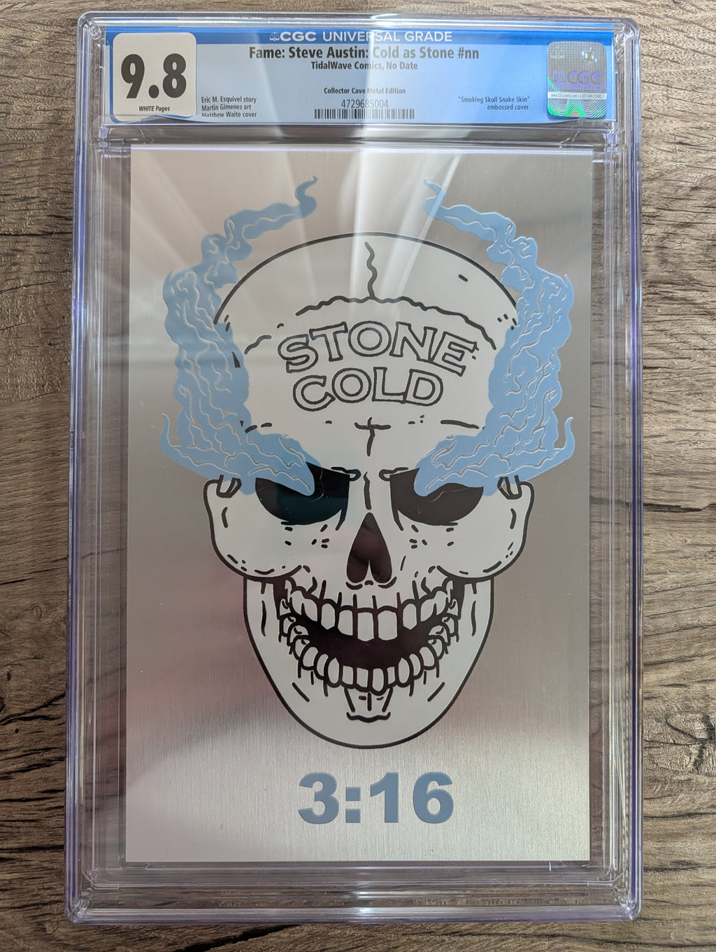 NYCC 2024 EXCLUSIVE FAME: Stone Cold Steve Austin Smoking Skull Snake Skin Embossed Metal Cover - Matthew Waite - 1 of 10