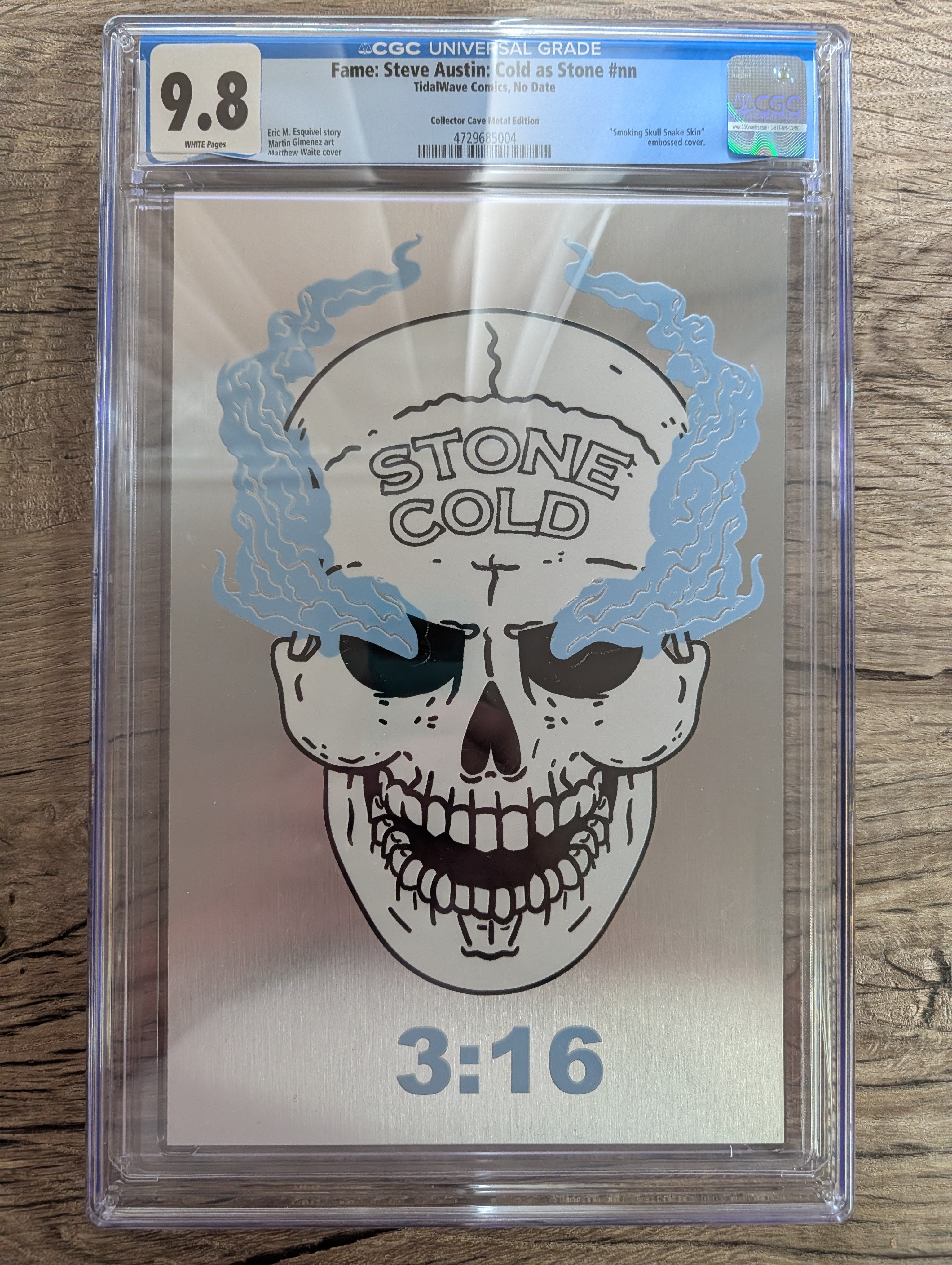 NYCC 2024 EXCLUSIVE FAME: Stone Cold Steve Austin Smoking Skull Snake Skin Embossed Metal Cover - Matthew Waite - 1 of 10