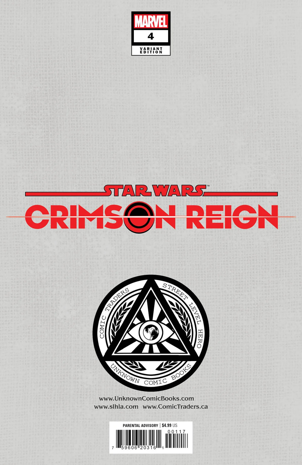 Star Wars: Crimson Reign #4 Unknown Comics Tyler Kirkham Exclusive Trade Variant - Marvel Comics