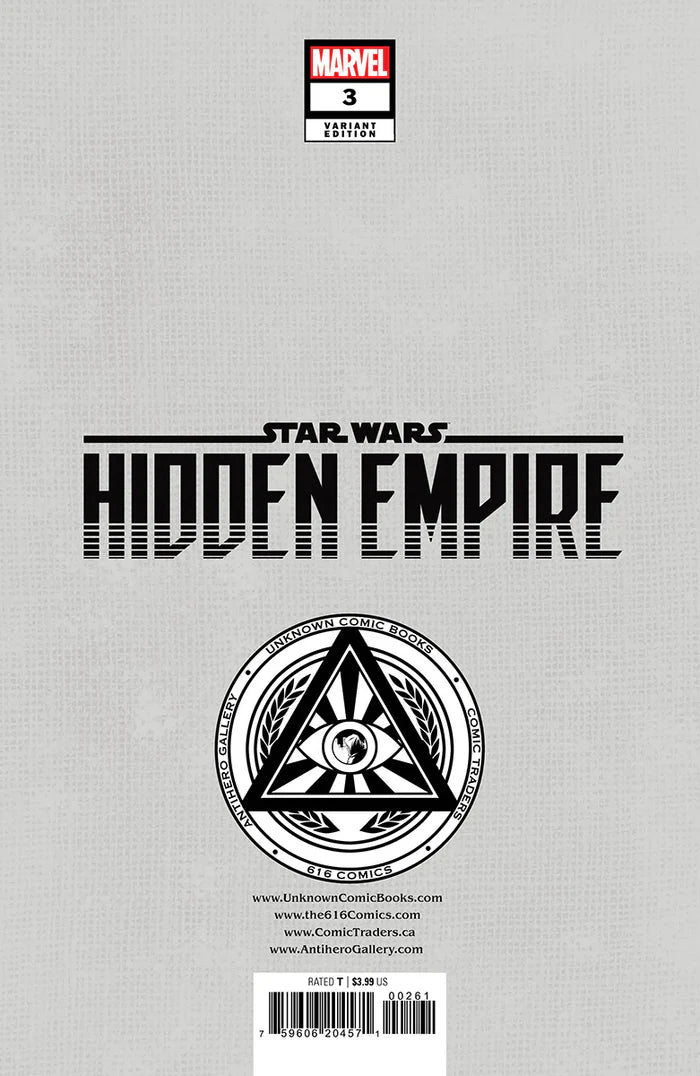 Star Wars: Hidden Empire #3 Unknown Comics Patch Zircher Exclusive Trade Variant - Marvel Comics