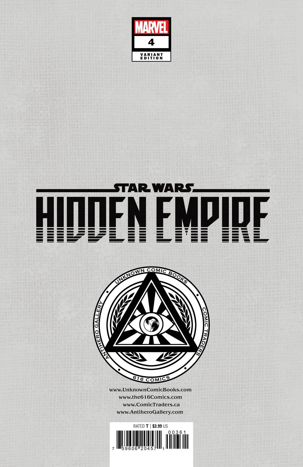 Star Wars Hidden Empire #4 Patch Zircher Exclusive Virgin Variant - Unknown Comics