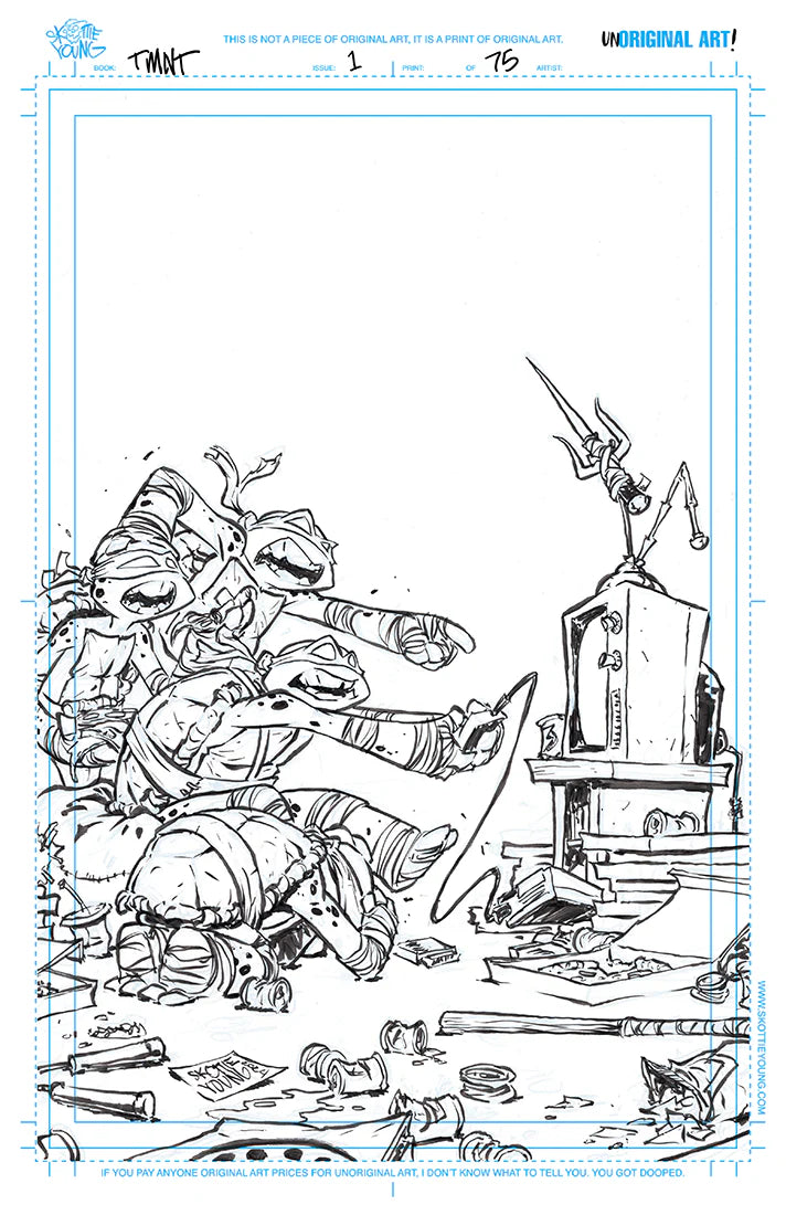 UnORIGINAL ART! Teenage Mutant Ninja Turtles #1 Signed by Skottie Young and Numbered #16/75