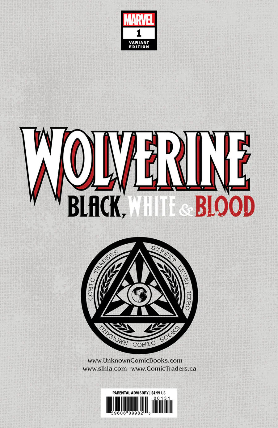 Wolverine: Black, White & Blood #1 Unknown Comics Tyler Kirkham Exclusive Trade Variant - Marvel Comics