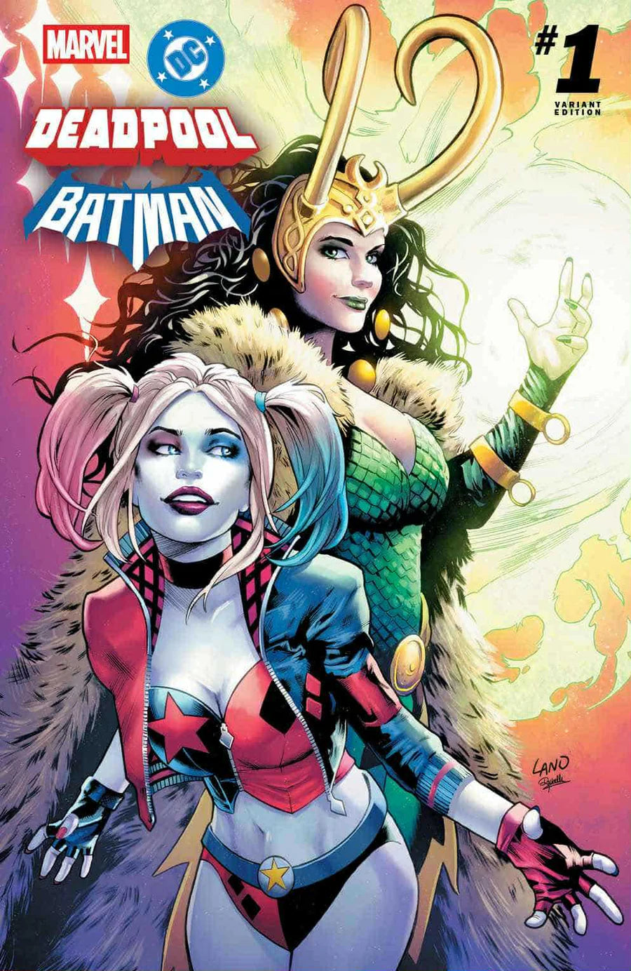 Marvel DC: Deadpool Batman #1 Greg Land Exclusive Trade Variant Harley Quinn Lady Loki - Marvel Comics