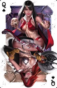 Vampirella vs Red Sonja #3 Josh Burns 616 Comics Playing Card Exclusive Virgin Variant A (Spades) - Dynamite Entertainment