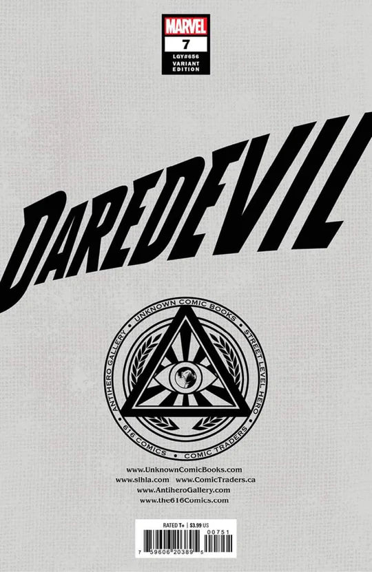 Daredevil #7 Tyler Kirkham Unknown 616 Comics Exclusive Trade Variant - Marvel Comics