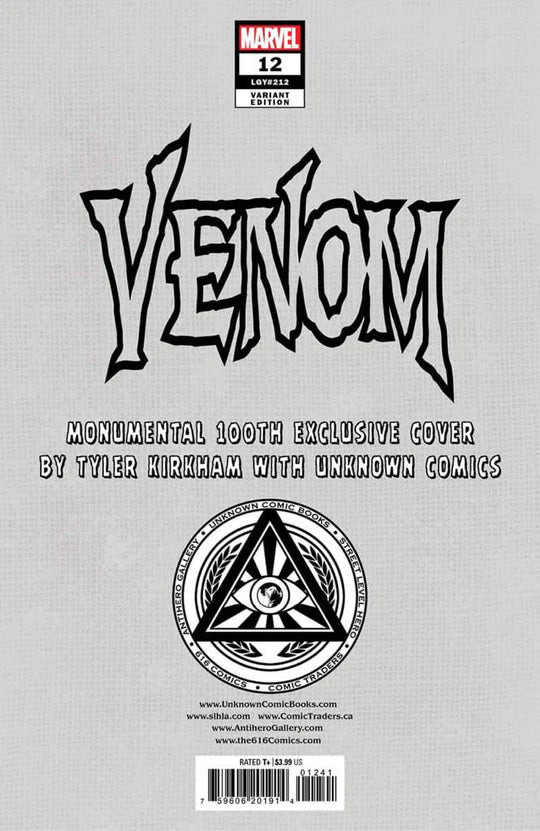 Venom #12 Tyler Kirkham Unknown 616 Comics Trade Dress Variant