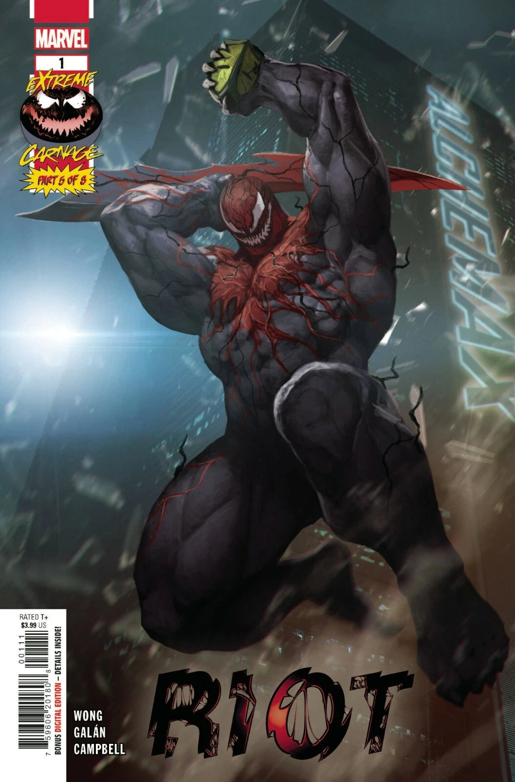 DAMAGED - EXTREME CARNAGE RIOT #1 SKAN COVER MARVEL COMICS 2021